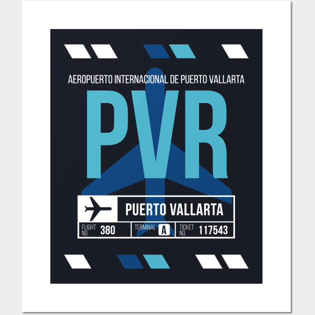 Puerto Vallarta (PVR) Airport Code Baggage Tag Wall Art by SLAG_Creative